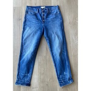 Madewell Slim Straight Distressed Button-Front Edition Blue Jeans Size 31